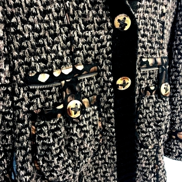 Gaby & Eden Women's M Black Cardigan Sweater Jacket With Vegan Faux Fur - Picture 4 of 9